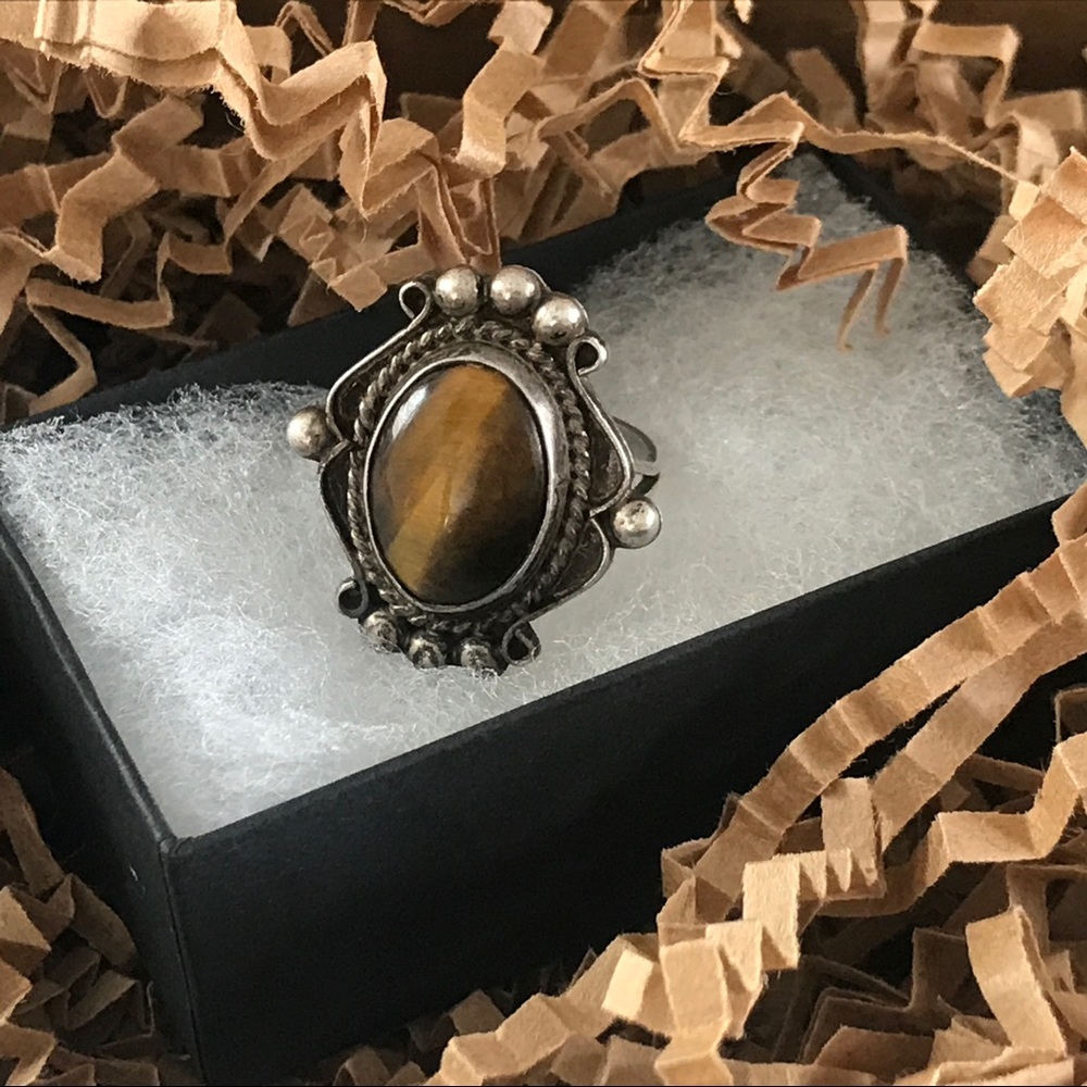 Taxco Sterling Silver 925 Tigers Eye Ring Size 8